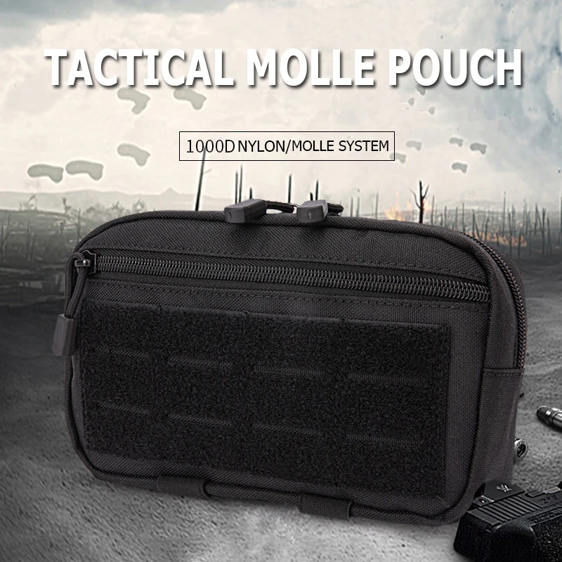 Bolsa táctica Molle CLUSGO vista frontal en negro