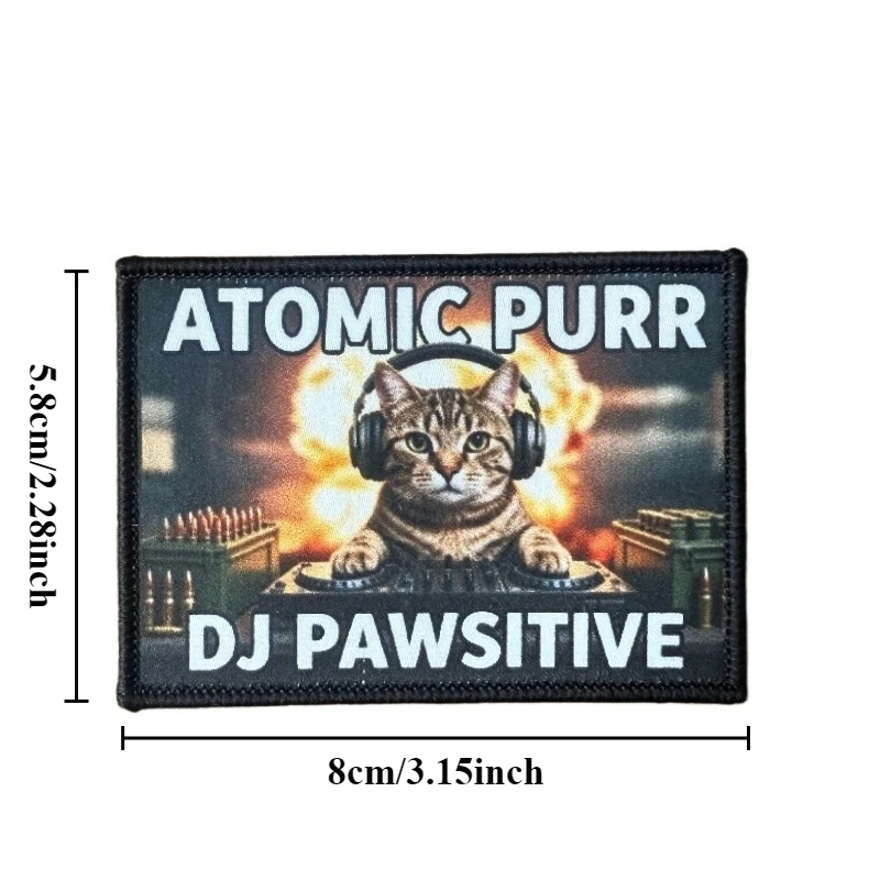 Parche táctico gato DJ con velcro gancho y bucle para mochila