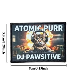 Parche táctico gato DJ con velcro gancho y bucle para mochila