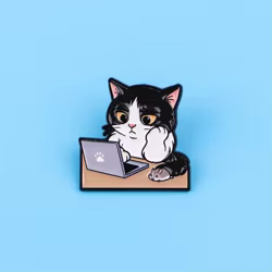 Pin esmaltado gato decorativo – Broche metálico para solapa y mochila