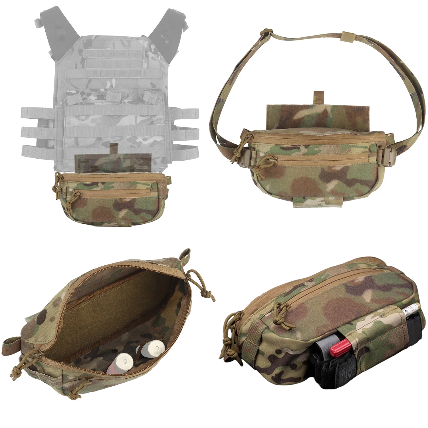 Riñonera táctica MOLLE con velcro para cargadores, IFAK y EDC - imagen 3