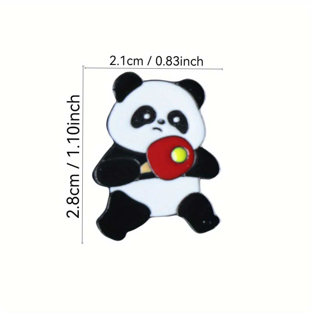 Broche esmaltado metal panda tenis de mesa, pin para solapa