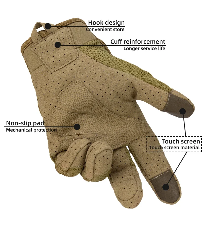 Guantes tácticos outdoor con pantalla táctil y dedo completo Airsoft - imagen 2
