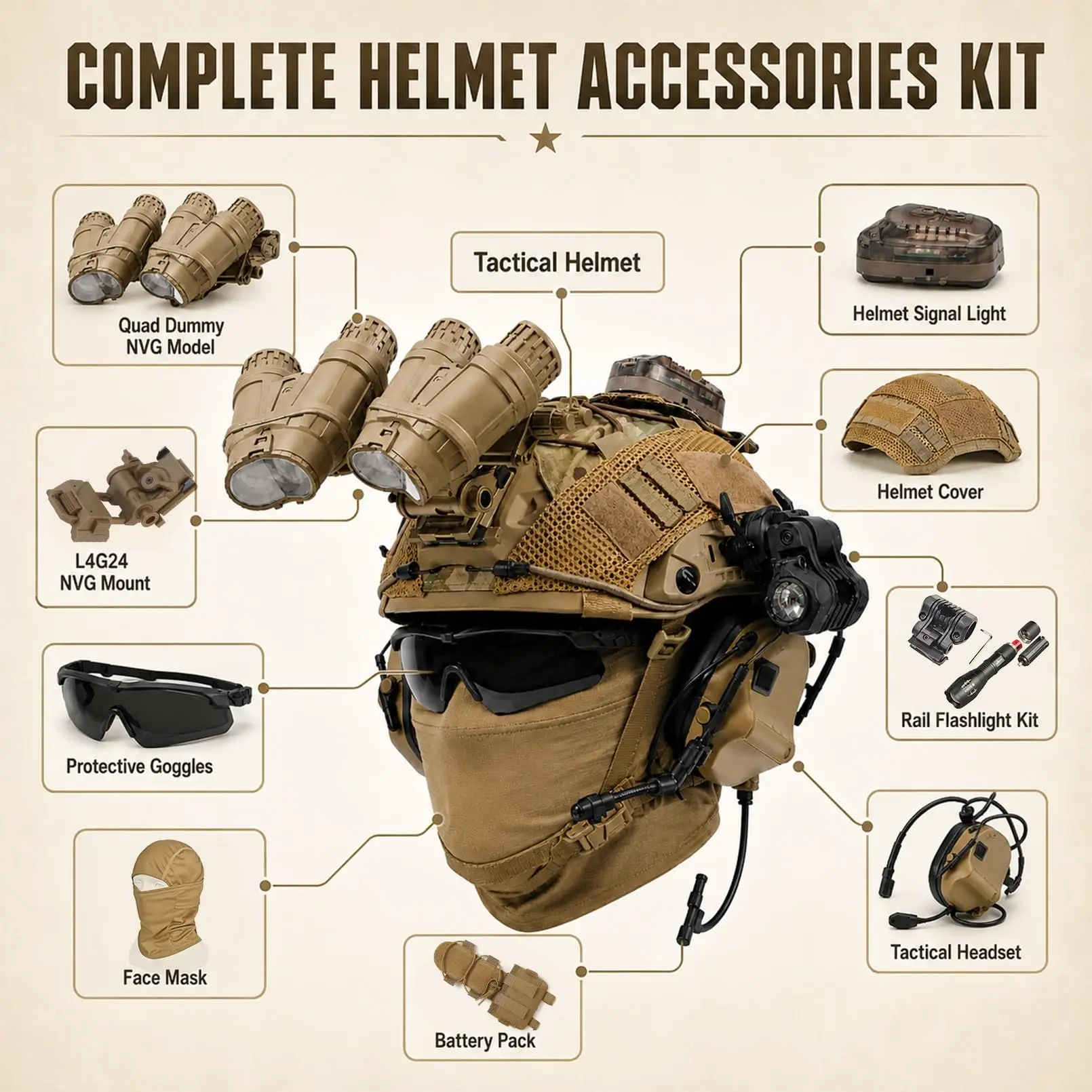 Casco Táctico con Montaje NVG y Accesorios para Airsoft - imagen 4