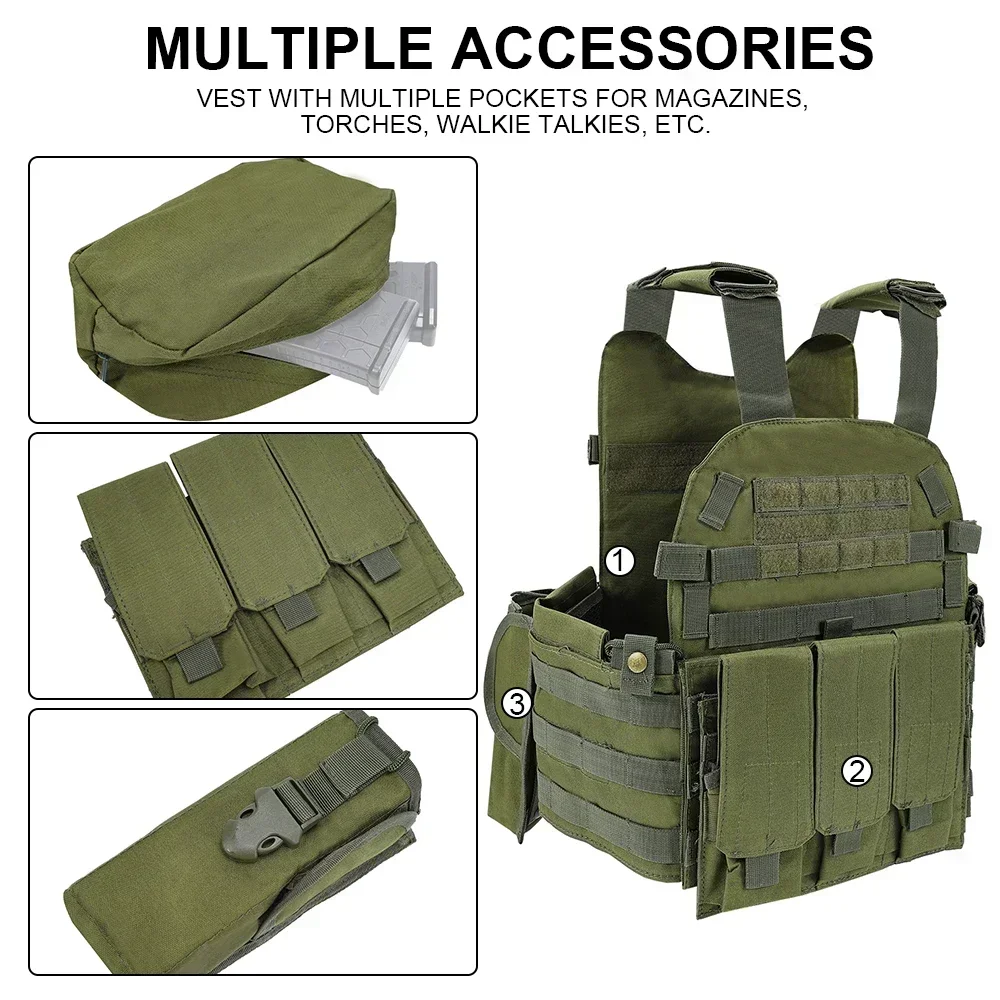 Chaleco táctico MOLLE camuflaje nylon airsoft combate montaña - imagen 3