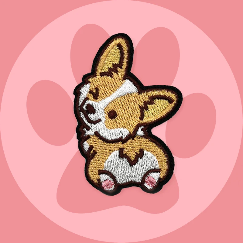 Parche termoadhesivo bordado corgi de dibujos animados para ropa táctica - imagen 3