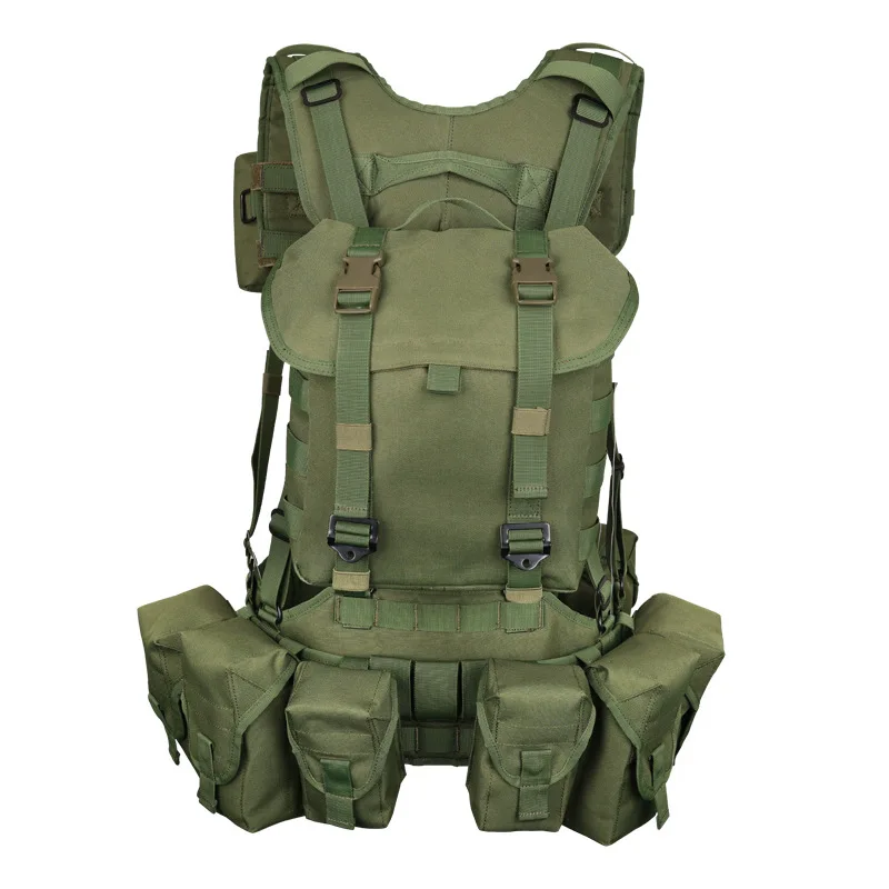 Chaleco táctico militar ruso con sistema MOLLE visto de frente