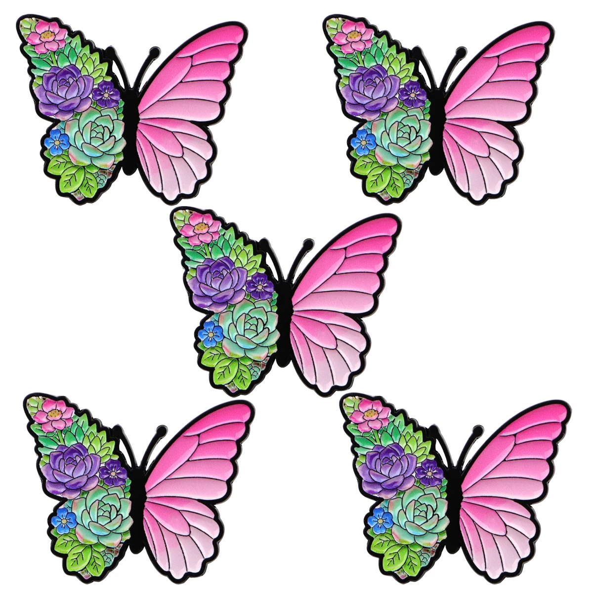 Pins esmaltados erizo, mariposa y suculenta – Para ropa y sombreros - imagen 5