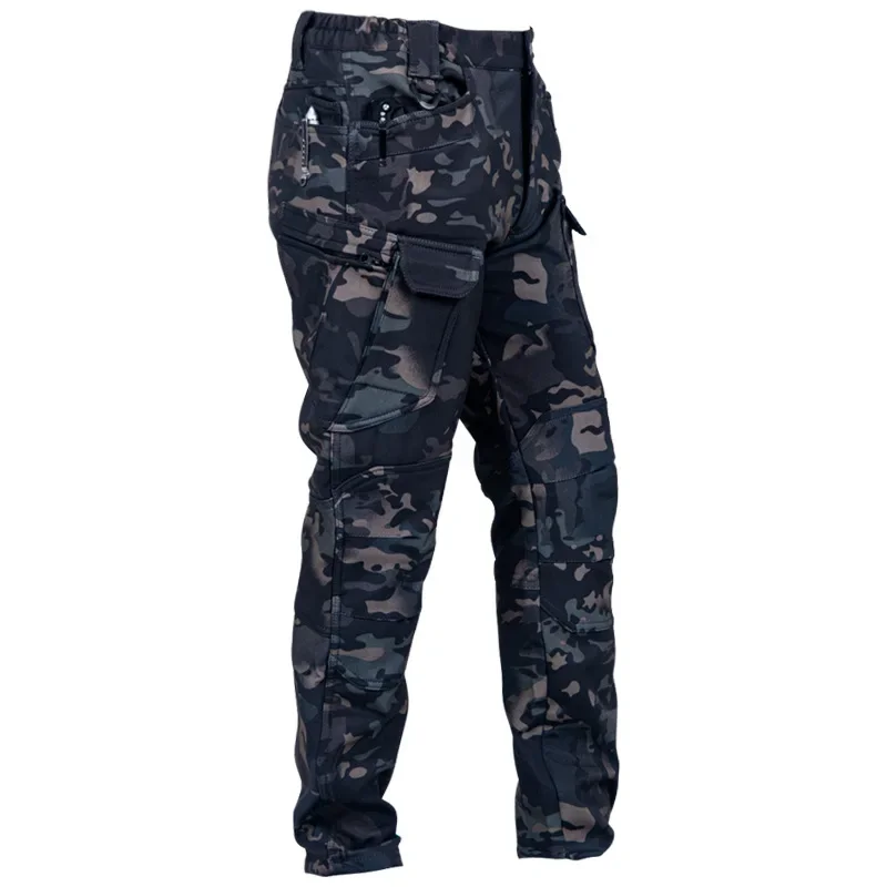 Pantalón táctico softshell repelente al agua forro polar cargo