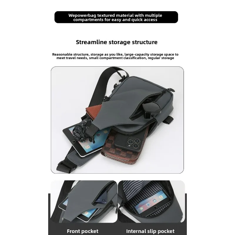 Bolsa de Pecho Táctica Impermeable con USB – Bandolera Hombro - imagen 2