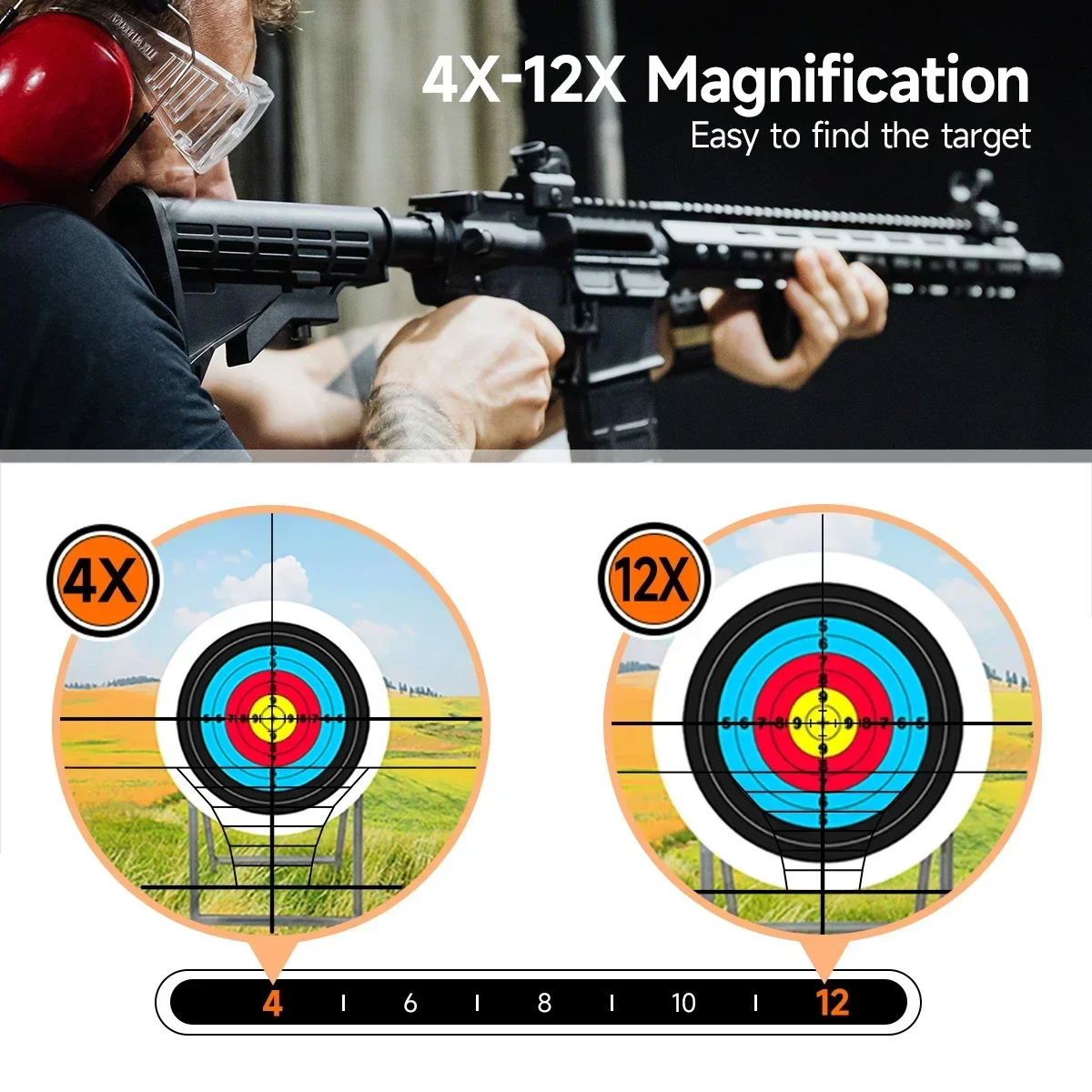 Mira telescópica táctica para airsoft con láser, punto rojo y miras - imagen 5