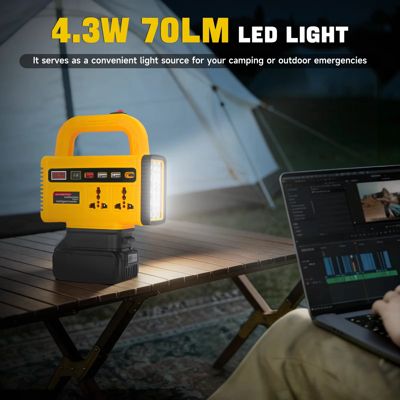 Inversor DeWalt de 150 W para batería de 20 V, salida 220 V y USB-C - imagen 3