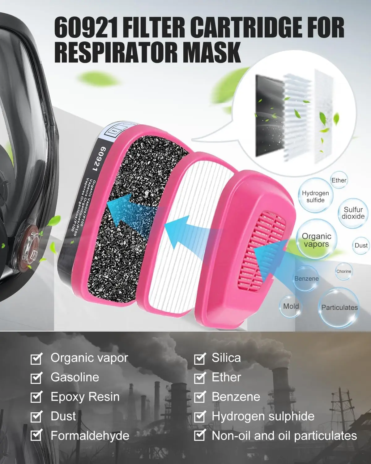 Filtro Multigas P100 para Máscara de Gas – Cartucho Orgánicos - imagen 3