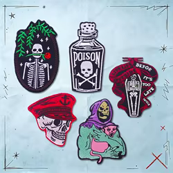 Parches tácticos bordados calavera termoadhesivos estilo punk rock