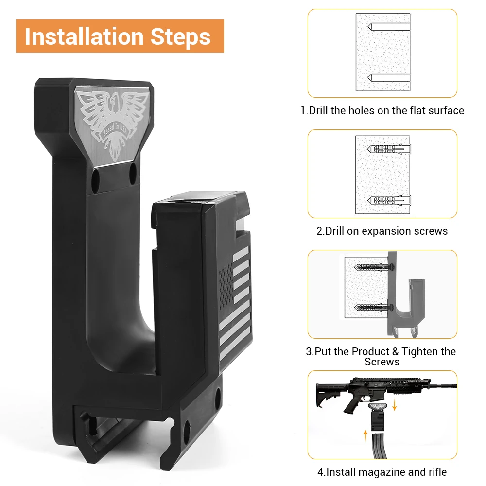 Soporte de pared para rifle AR15 con porta-cargadores - imagen 3