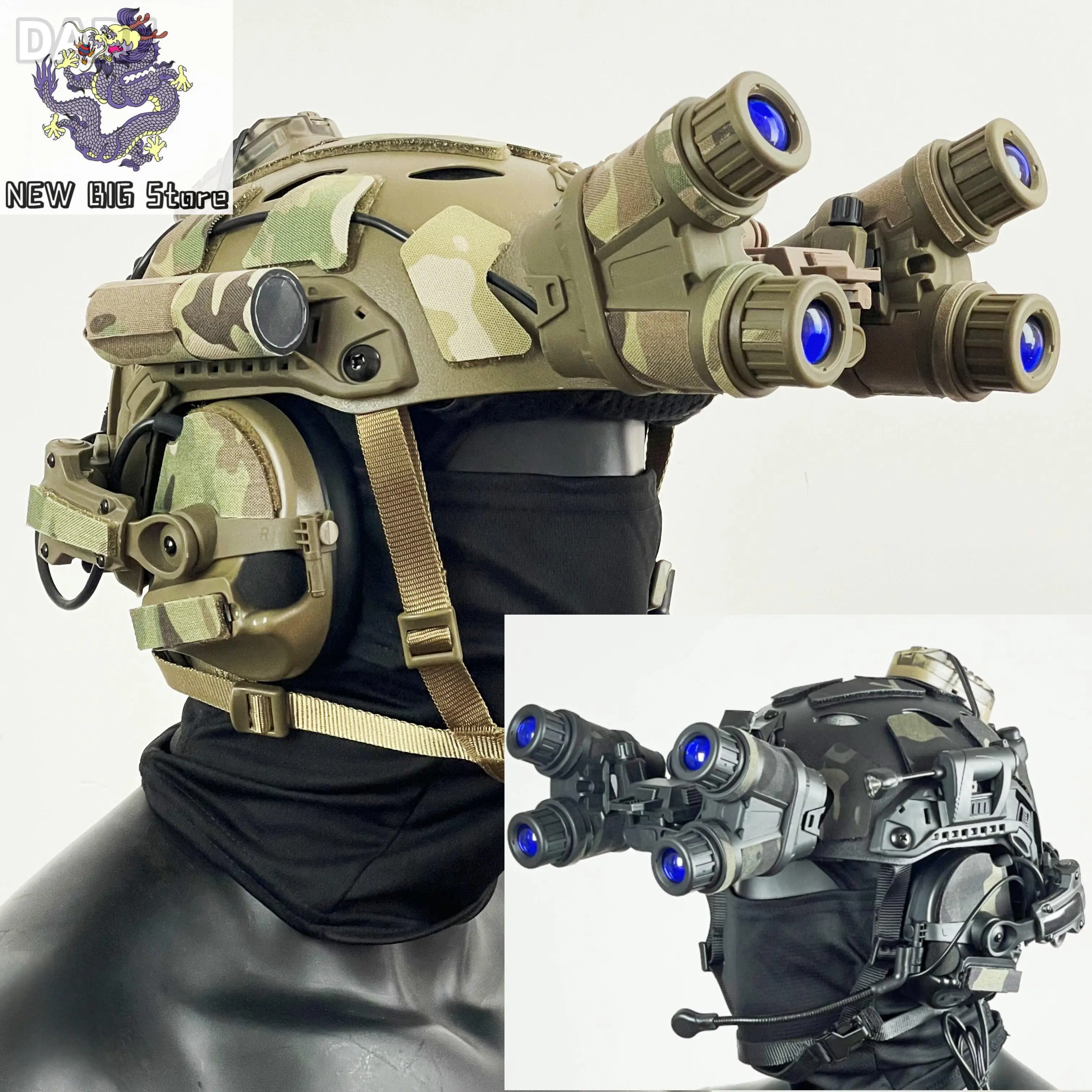 Casco táctico FAST camuflaje visión nocturna abatible para paintball - imagen 5
