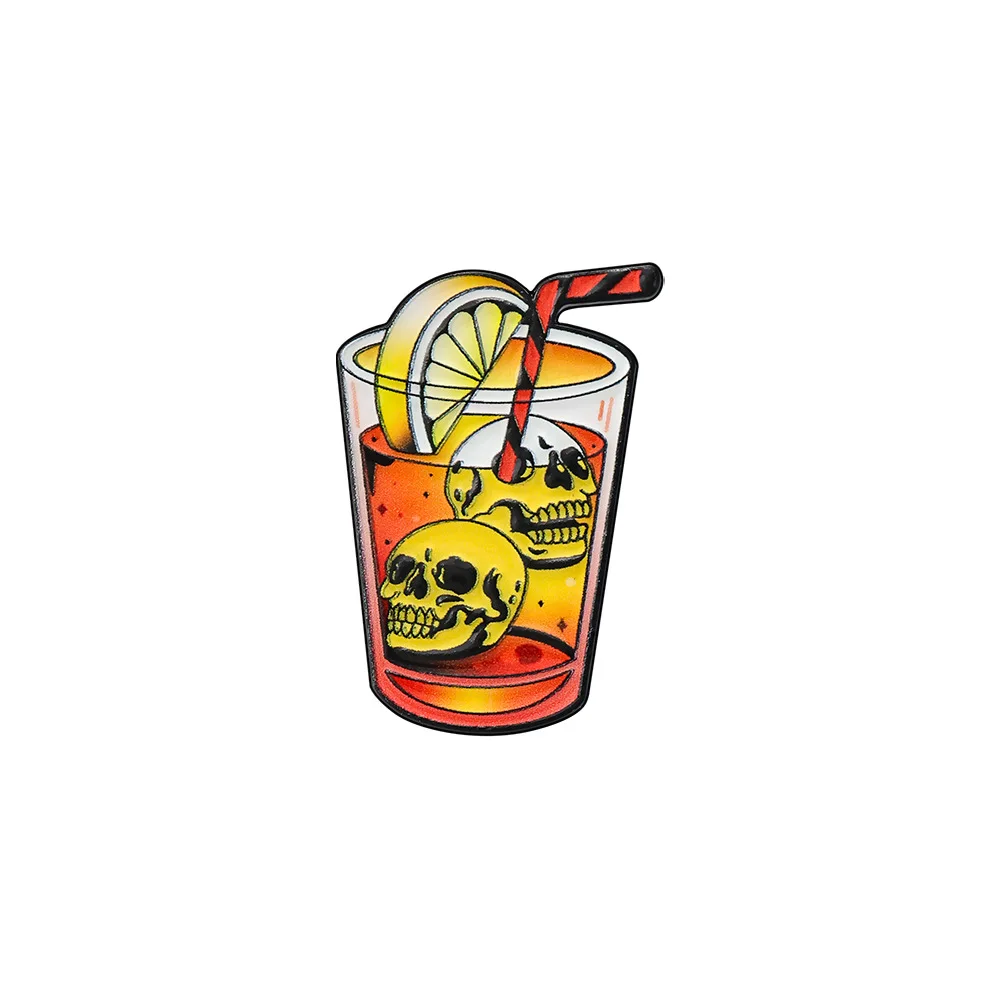 Pin esmaltado gótico calavera cóctel Halloween broche de solapa - imagen 4