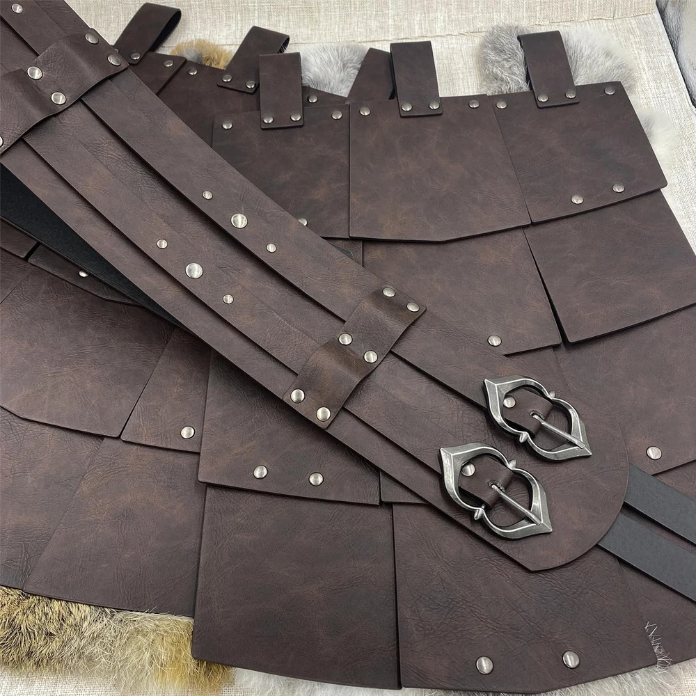 Armadura medieval de piel sintética doble cara para muslo - imagen 2