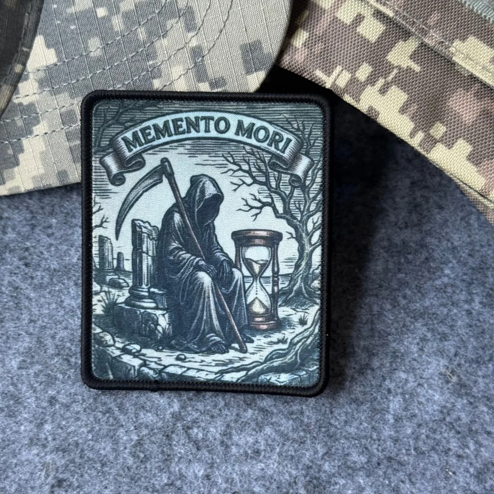 Parches tácticos gancho y bucle reloj de arena memento mori