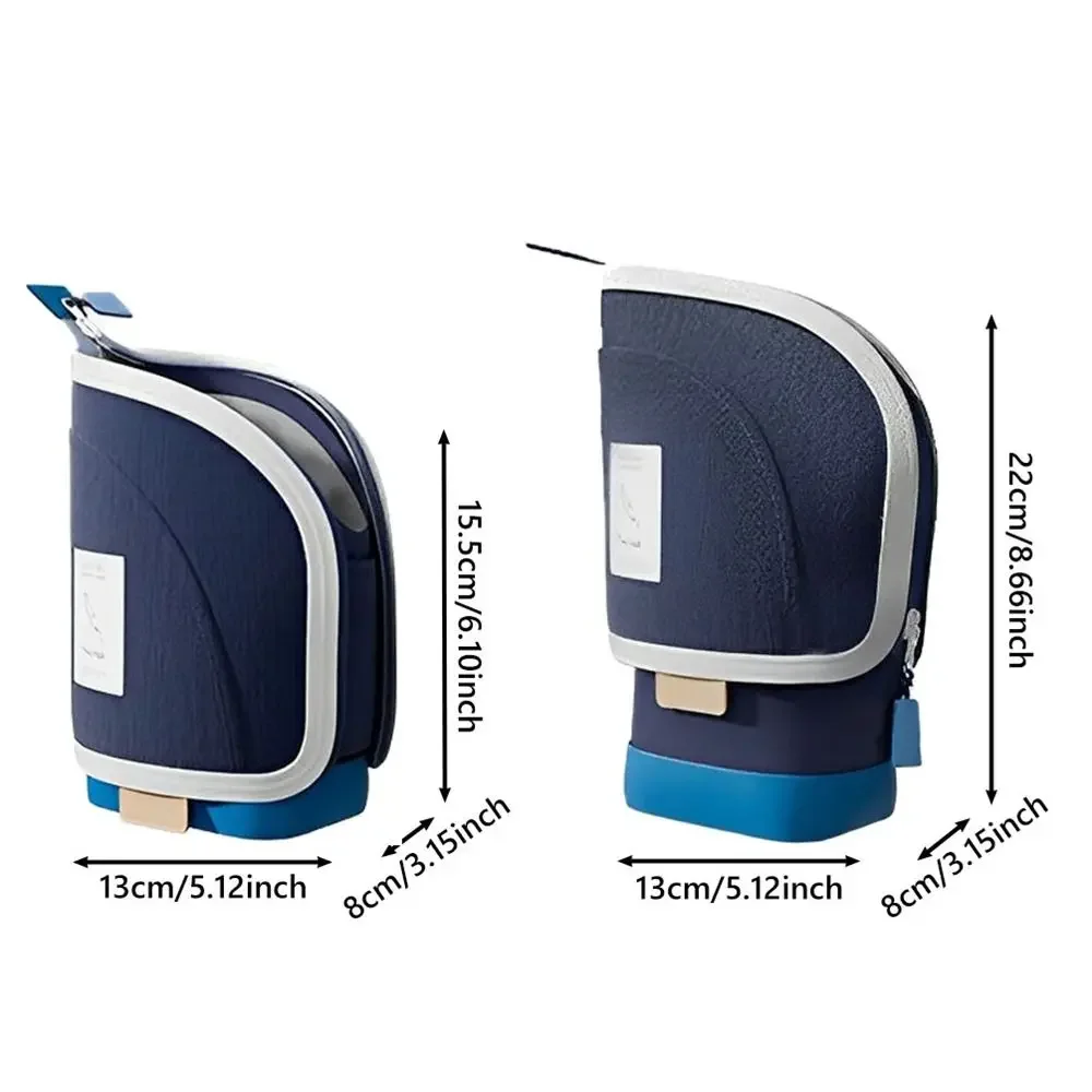 Estuche retráctil portátil para bolígrafos con soporte vertical