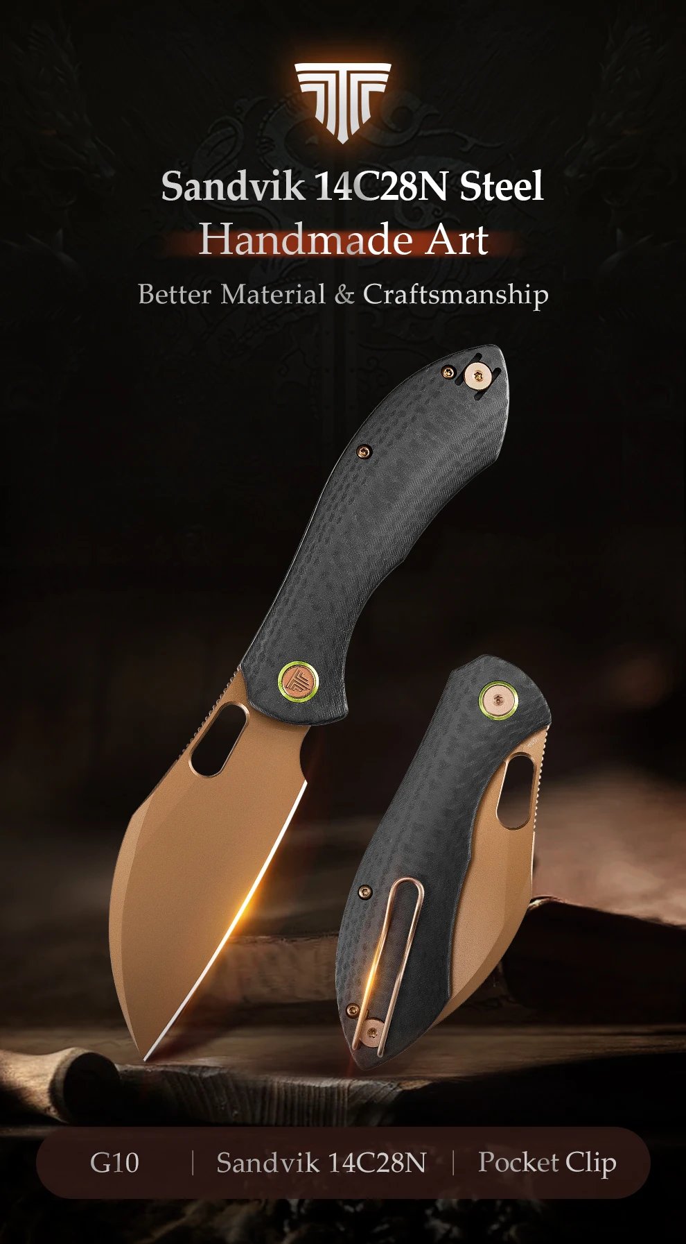 Cuchillo plegable TRIVISA con mango G10