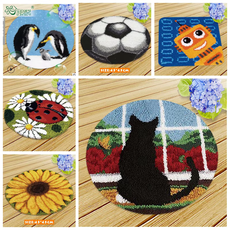 Kit bordado alfombra Smyrna con gancho pestillo animales dibujos - imagen 2