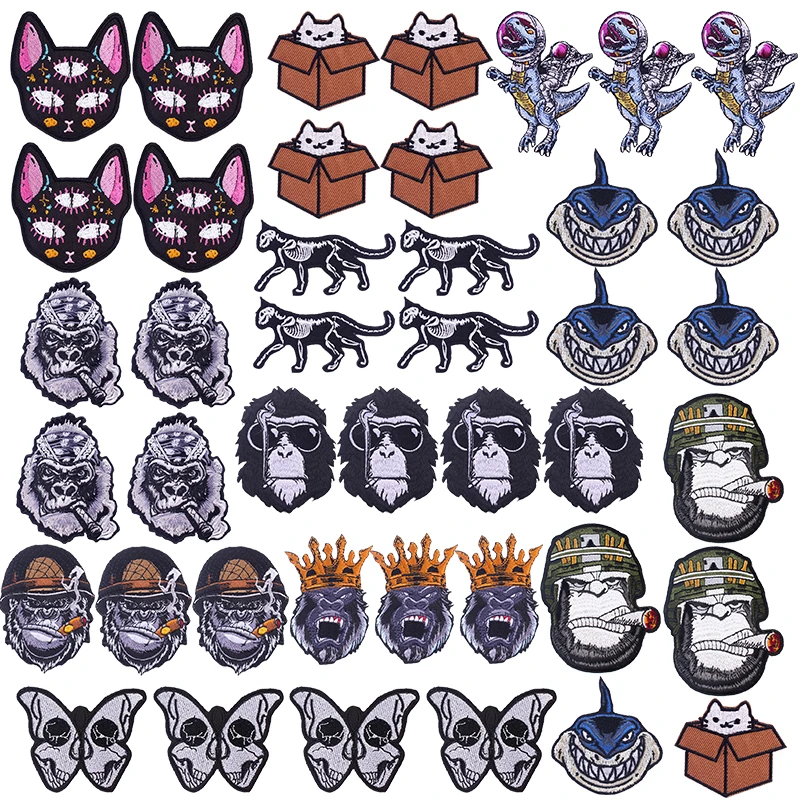 Parche termoadhesivo estilo gótico animales, calavera azúcar y gato - imagen 3