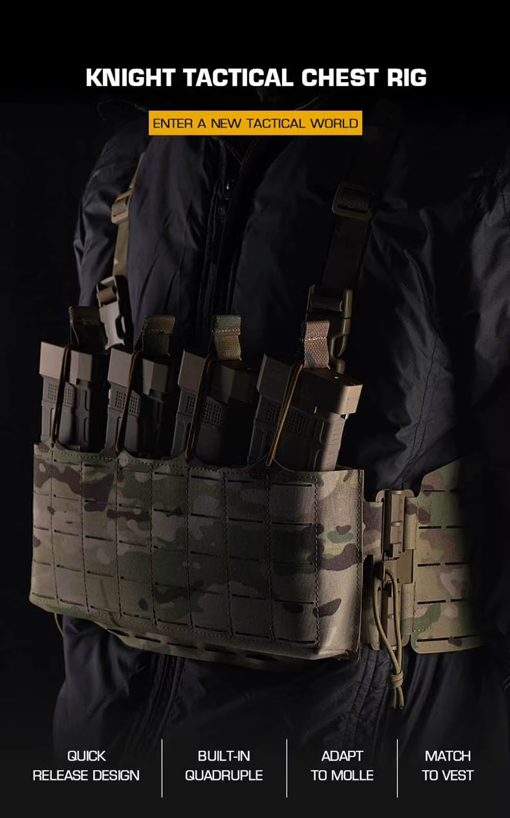 Chaleco táctico MOLLE KOLINLOV con panel frontal
