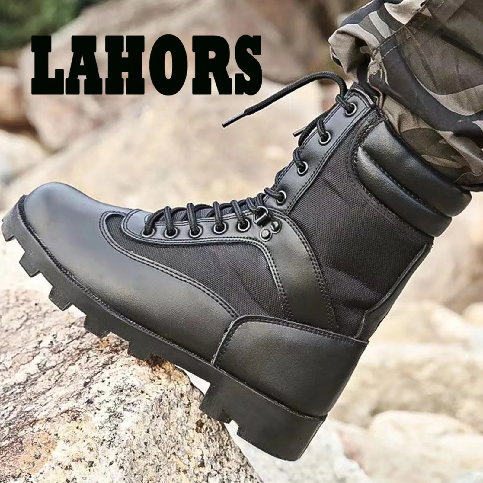 LAHORS Botas tácticas de piel de vaca para hombre desierto aire libre - imagen 3