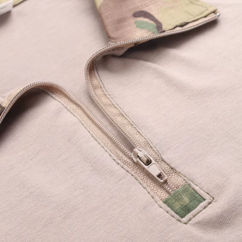 Camiseta táctica manga larga cremallera algodón camuflaje