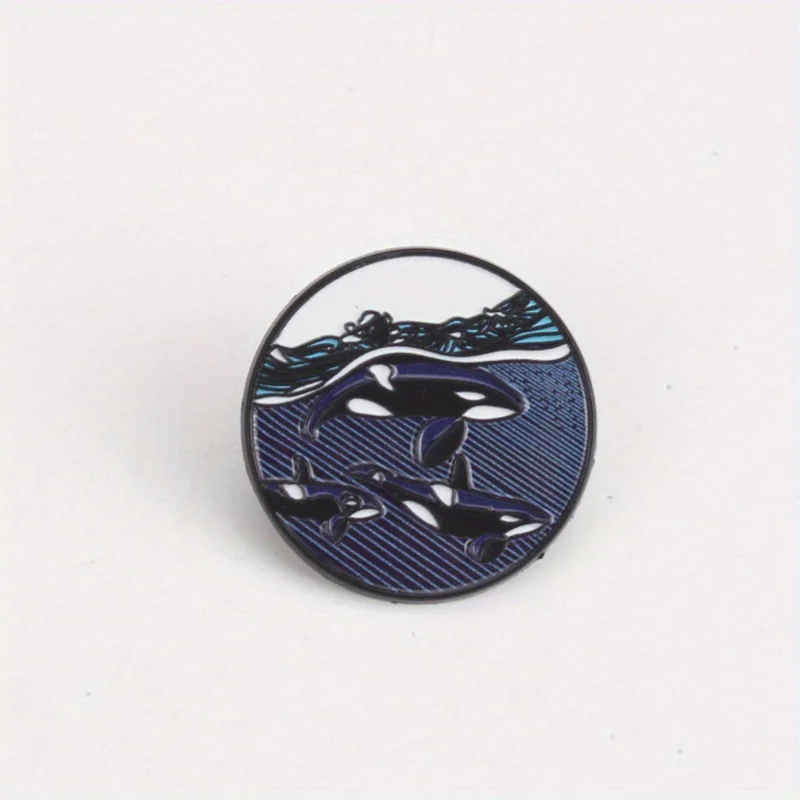The Whale Lover broche esmaltado Orca Sea Wave para fans de ballenas - imagen 2