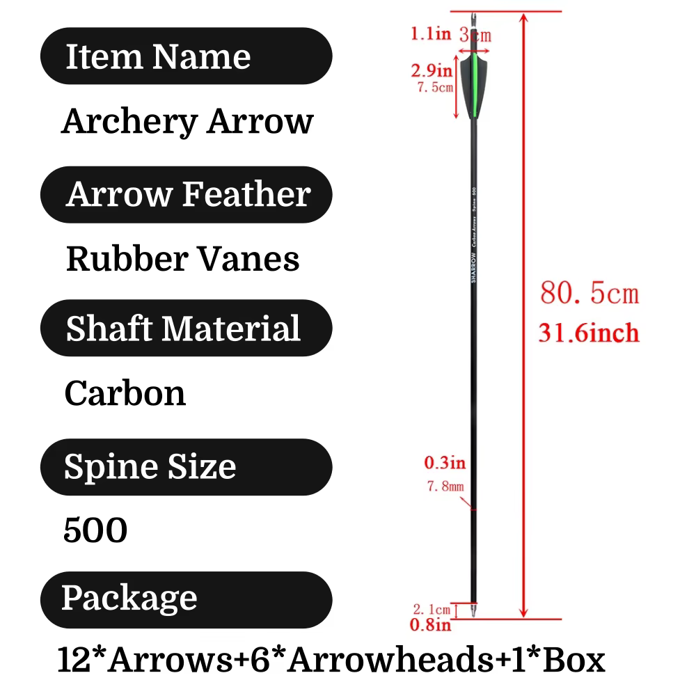 Flechas de carbono para arco recurvo con plumas de goma - imagen 3