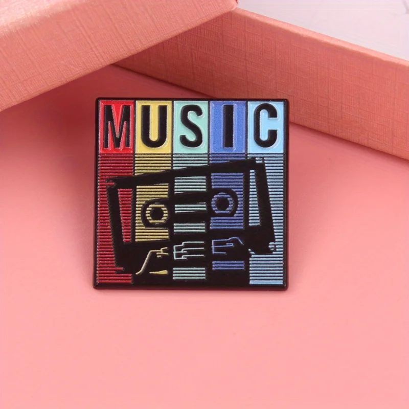 Pin música retro casete neón arcoíris – pieza audio vintage original - imagen 5