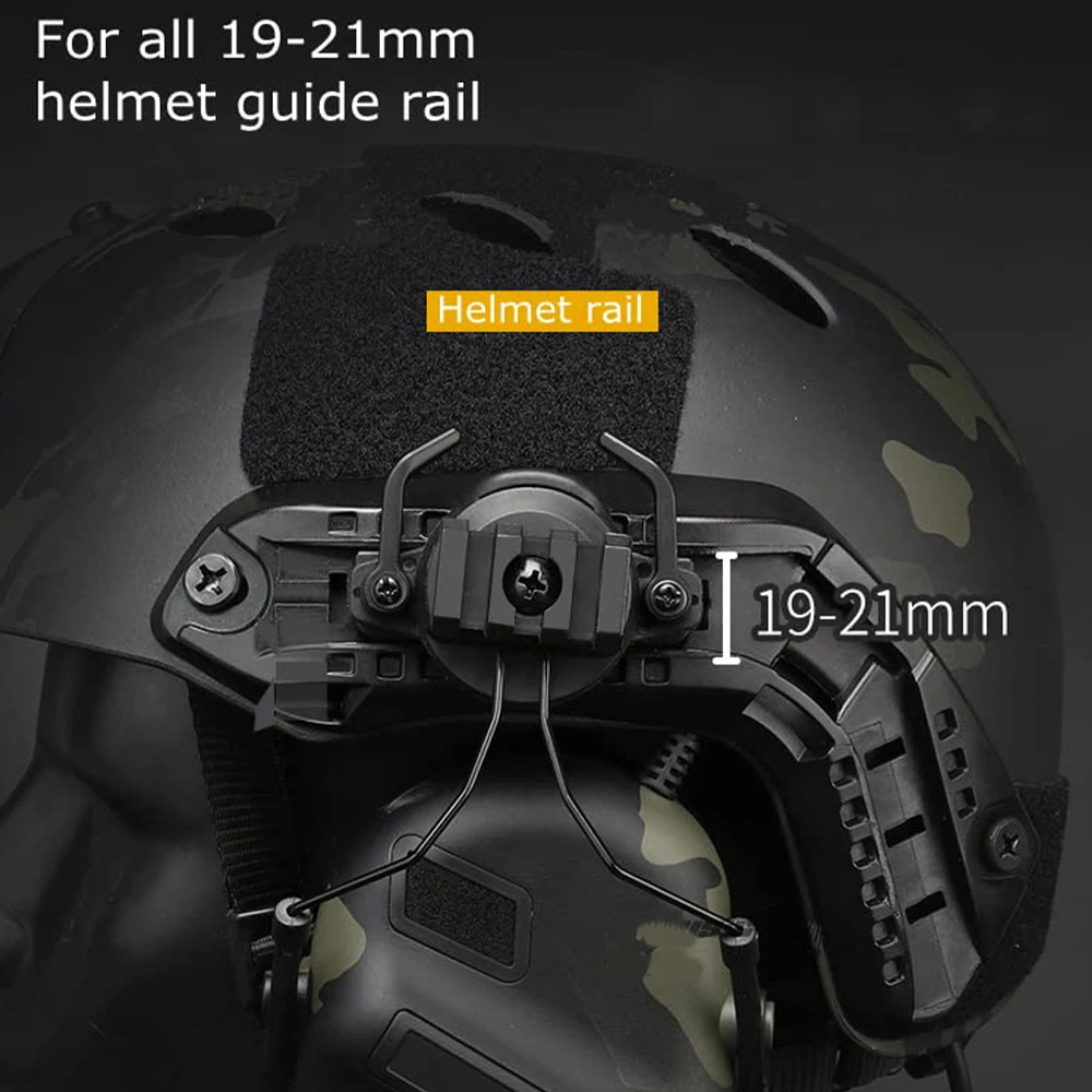 Adaptador riel ARC casco táctico: soporte auriculares con suspensión - imagen 3