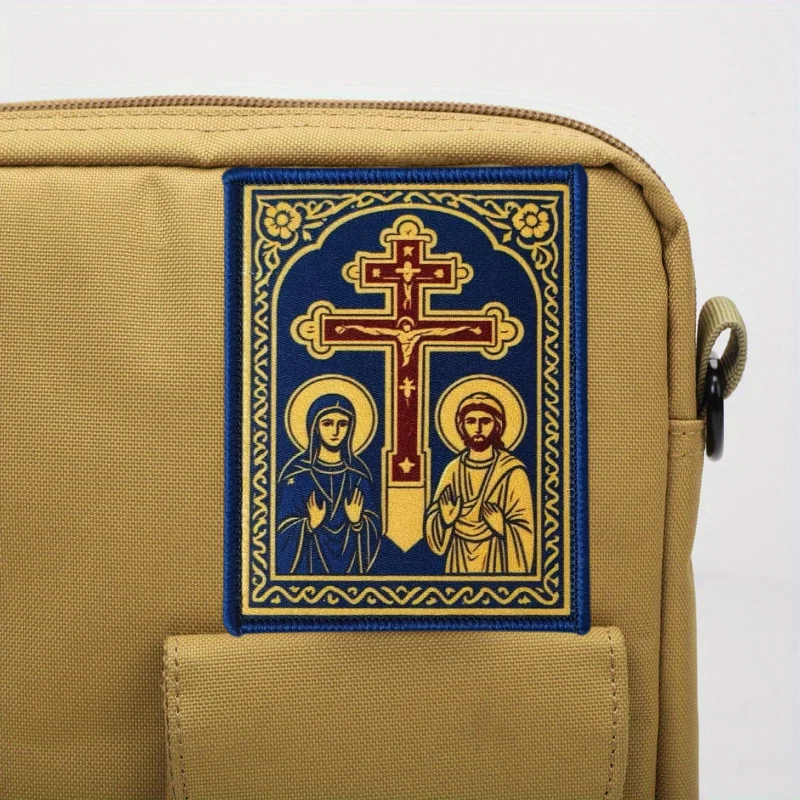 Parche táctico crucifijo ortodoxo bordado con velcro para chaleco - imagen 2