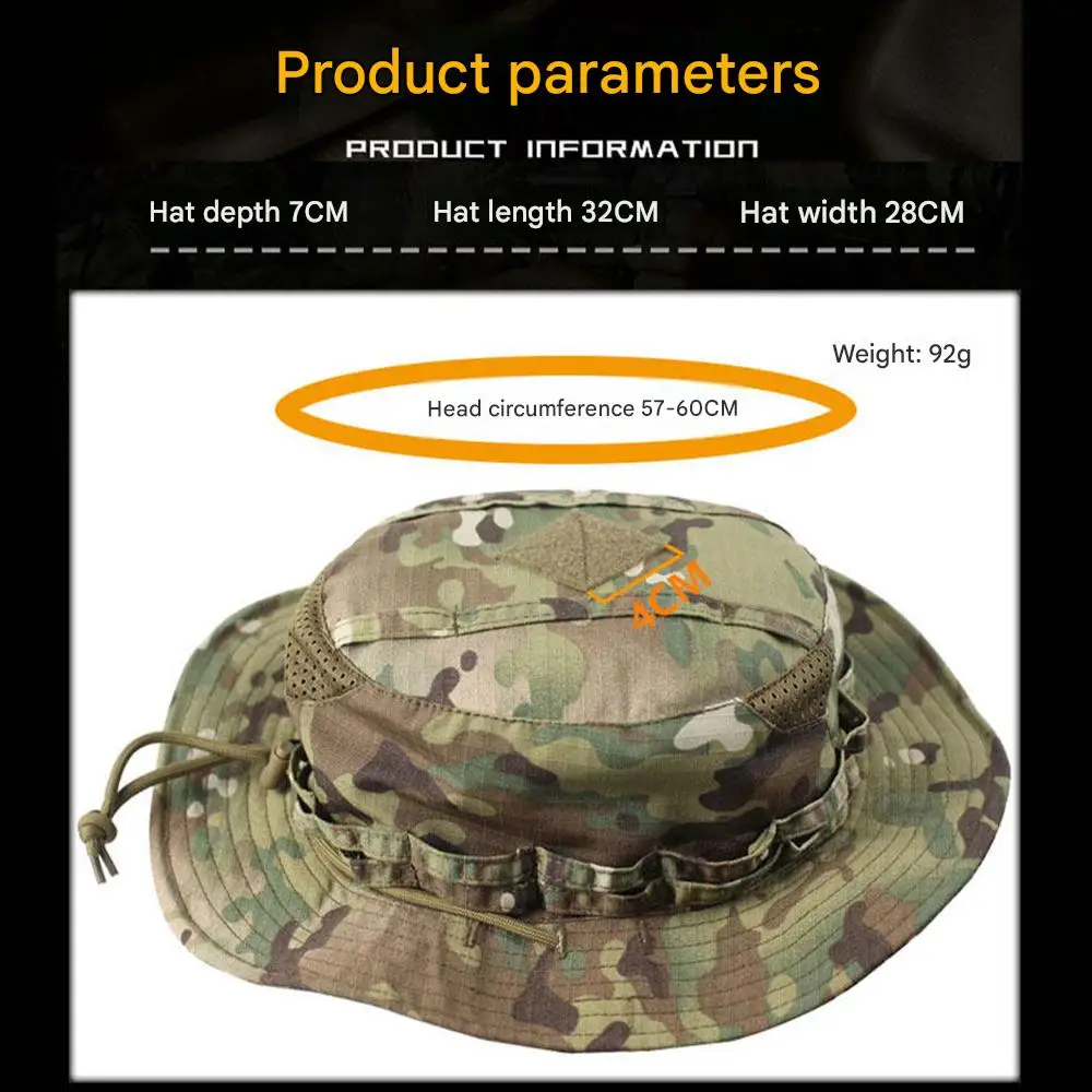 Gorra boonie táctica camuflaje transpirable ala ancha con balaclava