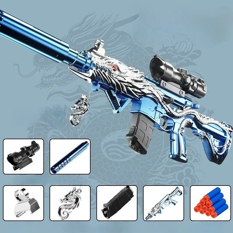 Pistola balas blandas estilo dragón dorado con mira óptica infantil - imagen 4