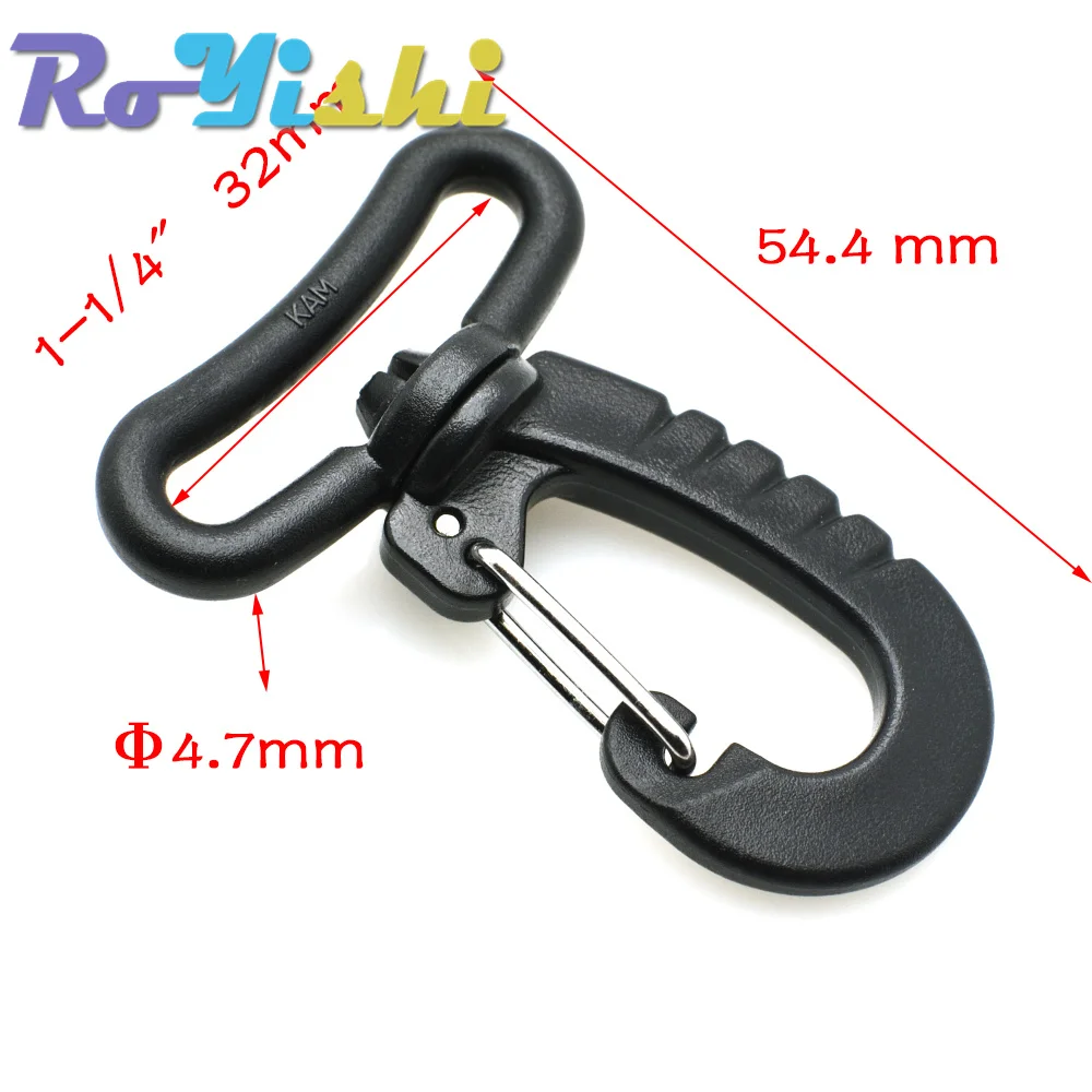 Mosquetón plástico giratorio negro MOLLE – Enganche rápido táctico - imagen 3