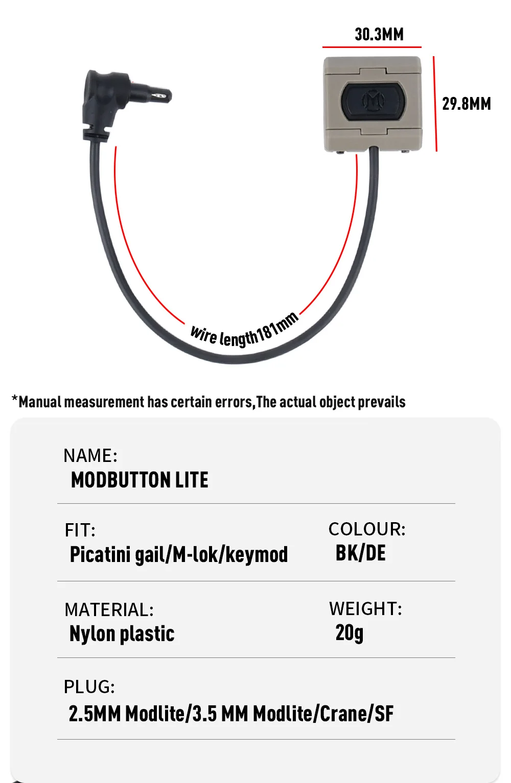 Detalle del conector crane plug y botones