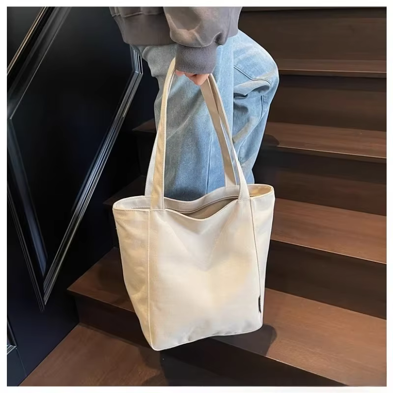 Bolso bandolera de lona bordado con letras, versátil para diario