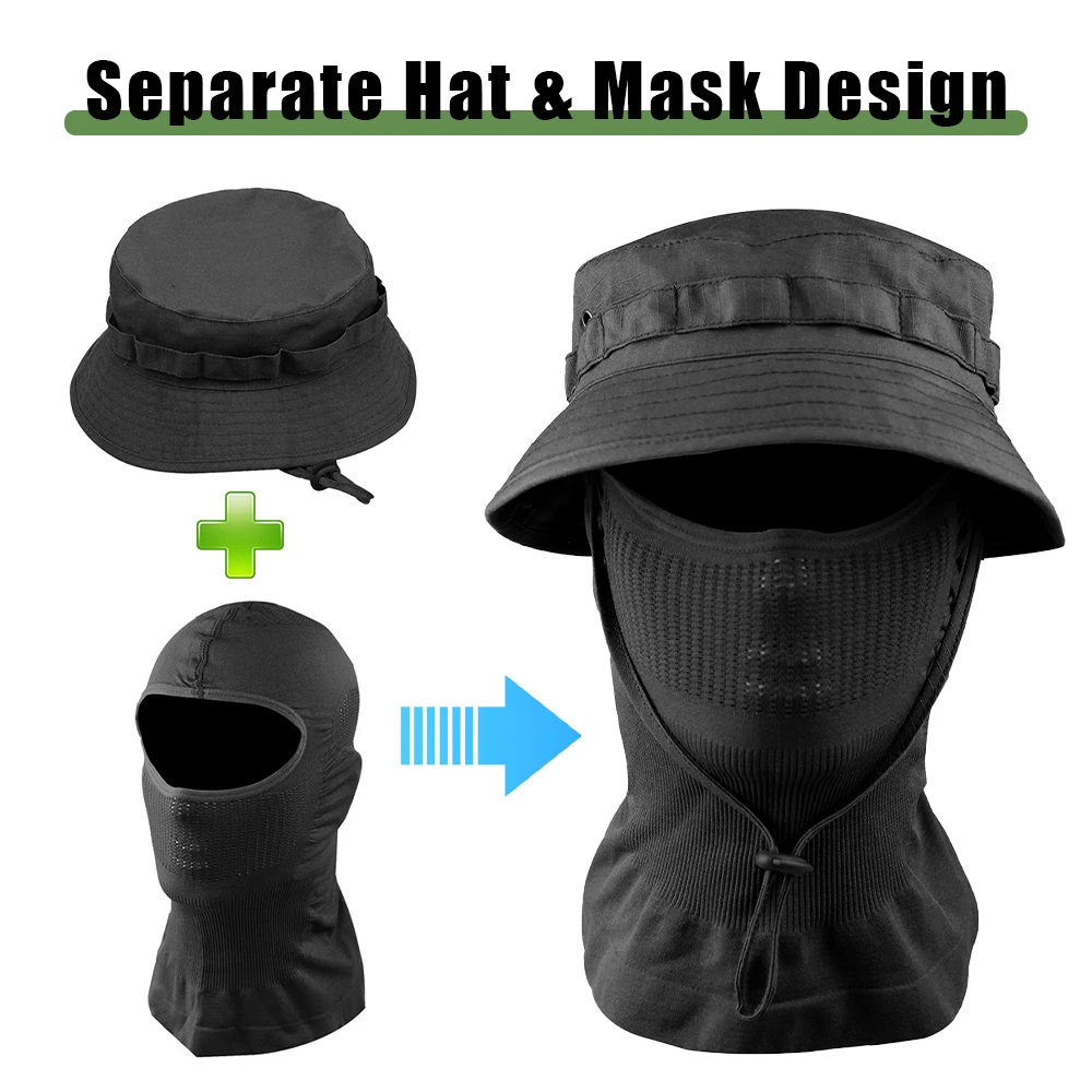 Sombrero Boonie Táctico con Pañuelo Cuello UV – Caza Pesca Camping - imagen 3