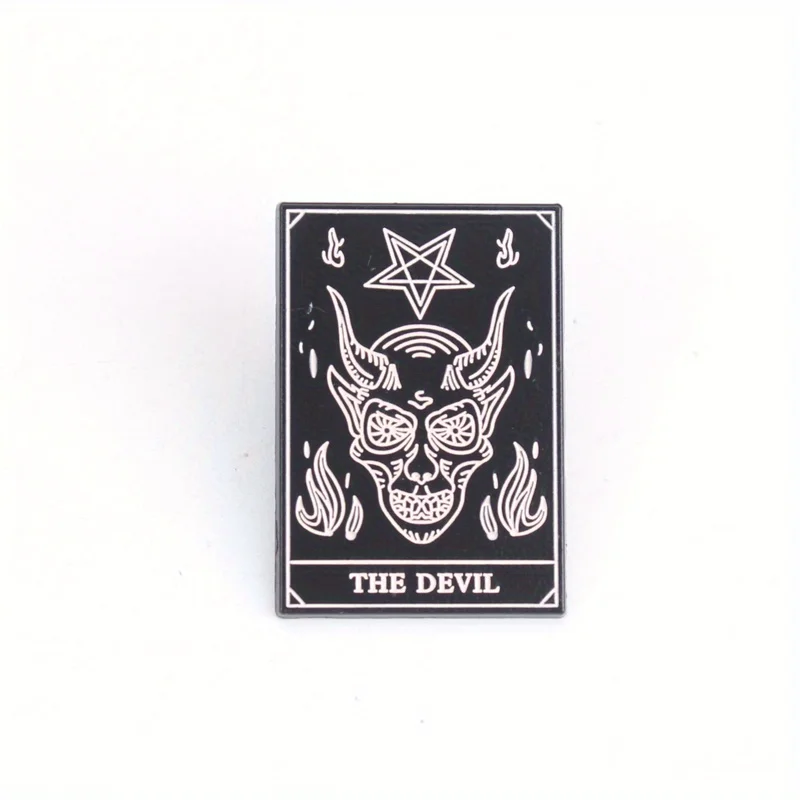 Insignia metálica broche Tarot del diablo, estilo oscuro