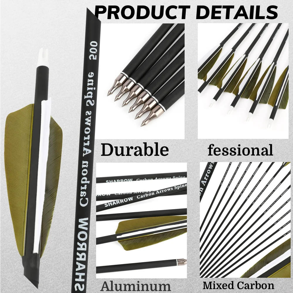 Flechas de carbono con plumas auténticas para caza y tiro - imagen 4