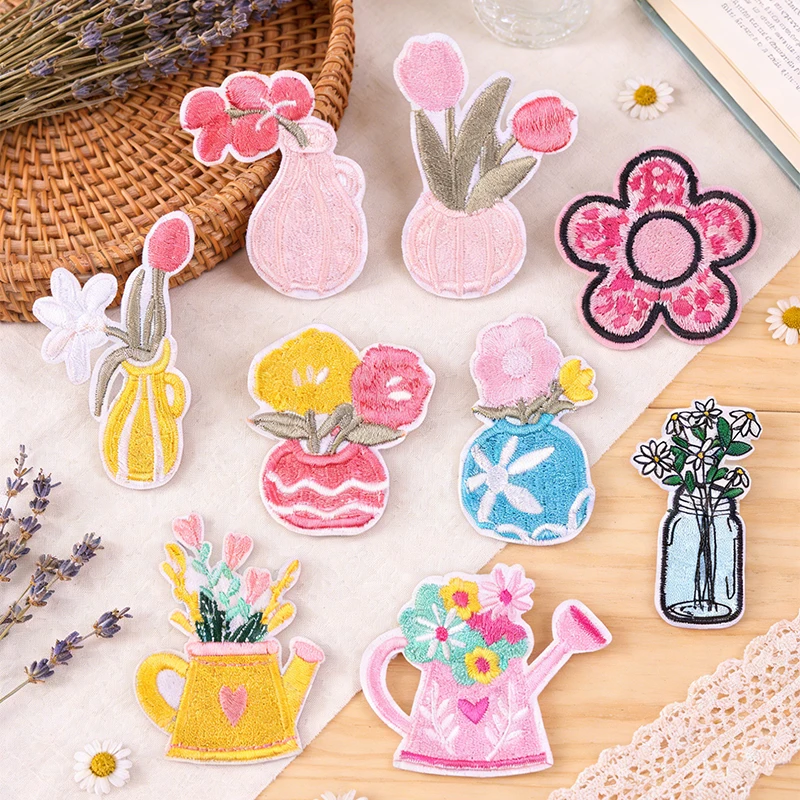 Parche bordado florero termoadhesivo para ropa, coser o mochilas - imagen 5