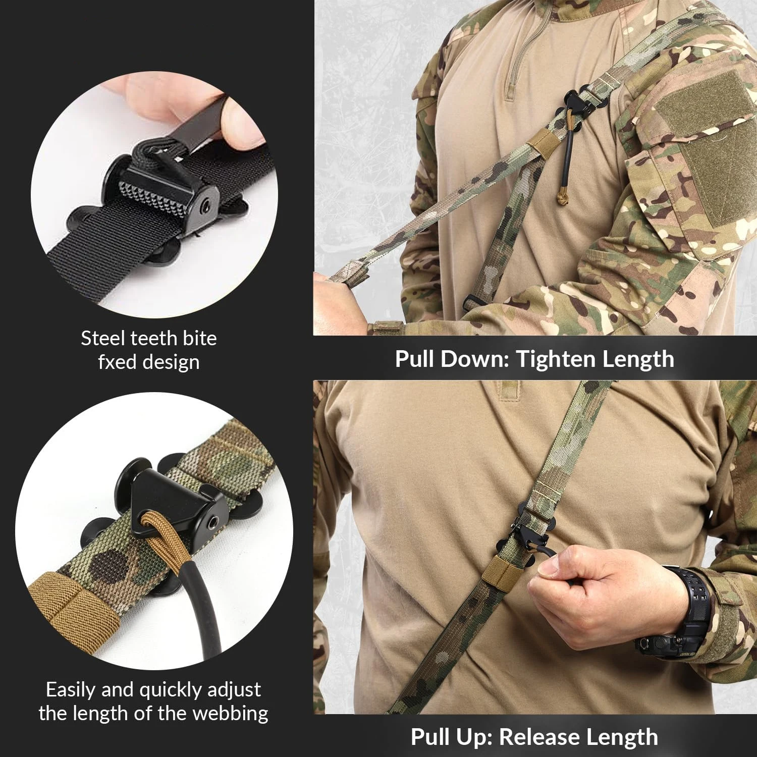 Correa táctica QD con gancho HK y ajuste rápido para rifle - imagen 3