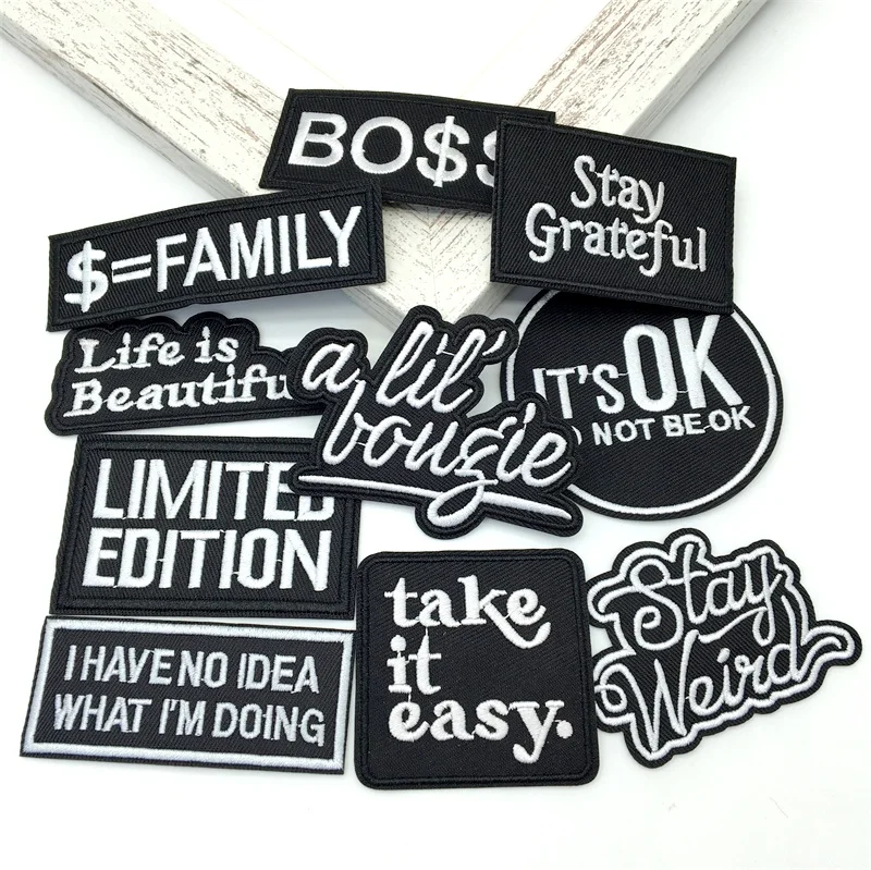 Parche termoadhesivo bordado letras de eslogan para ropa táctica - imagen 2