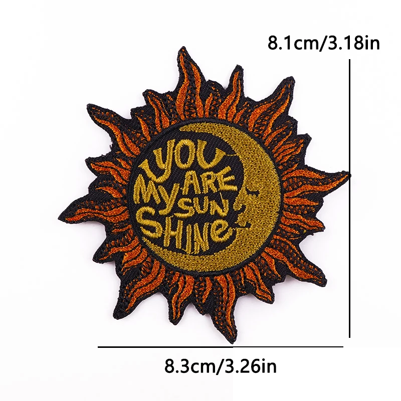 Parches termoadhesivos Boho sol y luna retro vintage para ropa - imagen 4