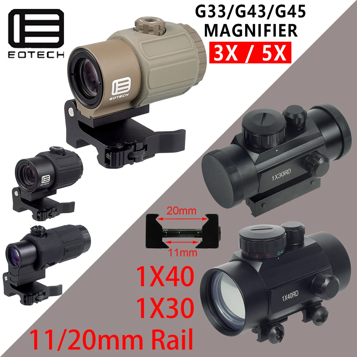 EOTECH mira holográfica para riel Picatinny con punto rojo y verde - imagen 3