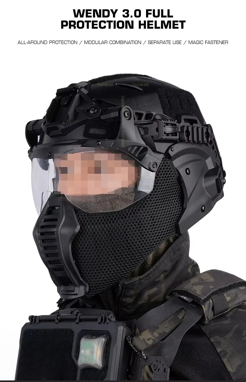 Wendy 3.0 casco táctico integral gafas abatibles vista frontal