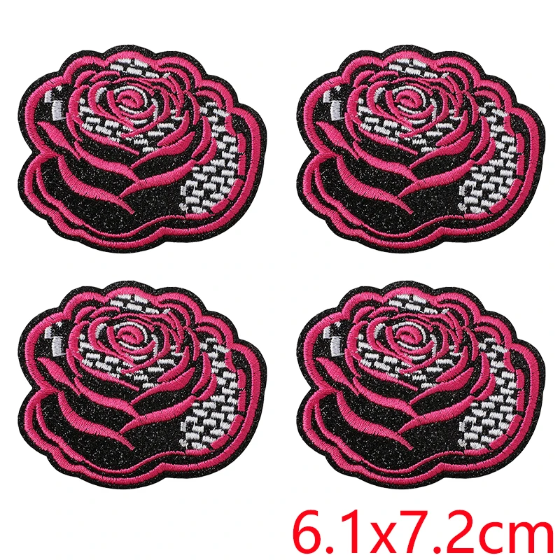 Parches termoadhesivos estilo punk gótico rayos a cuadros rosa calavera - imagen 2